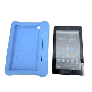 Bundle Amazon Fire 7 9th Gen Tablet 16GB Black with Blue Protective Case